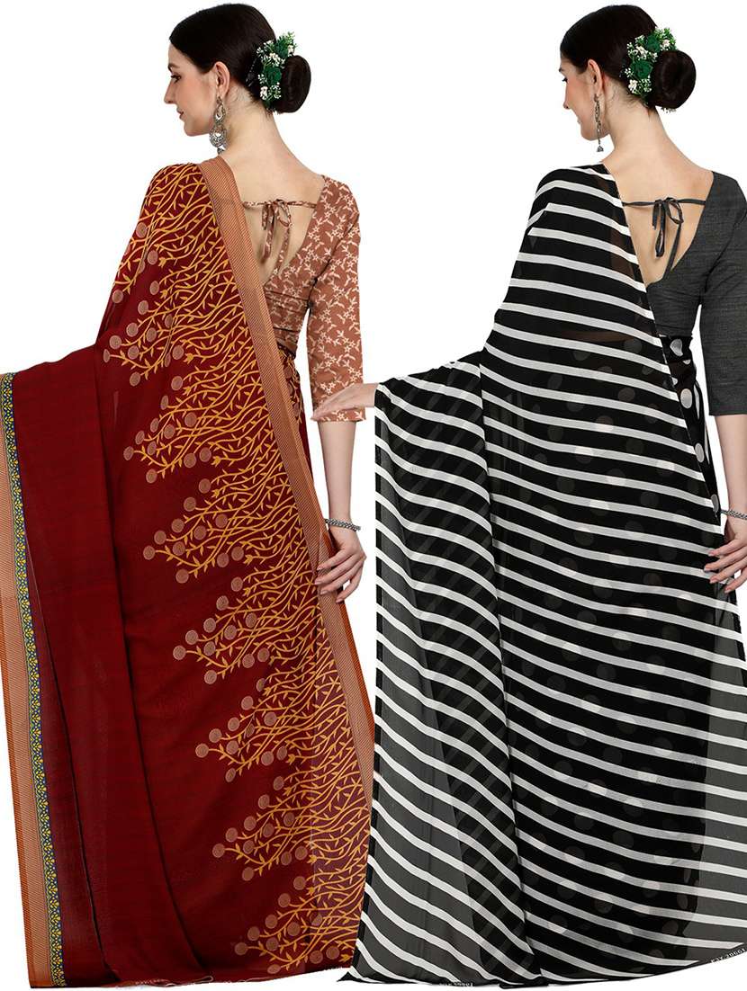 pack of 2 casual wear combo sarees with blouse - 21406026 -  Standard Image - 1