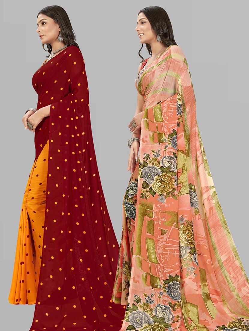 pack of 2 printed casual wear sarees with blouse - 21406045 - Standard Image - 1