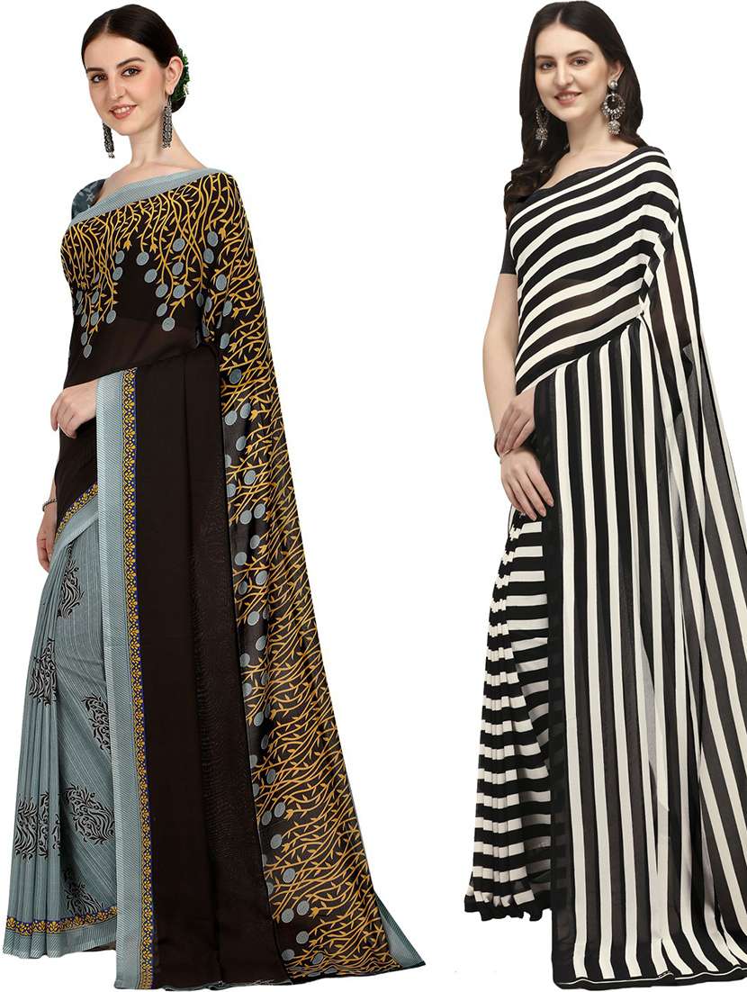 pack of 2 printed casual wear sarees with blouse - 21406096 -  Standard Image - 1