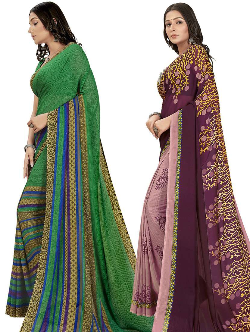pack of 2 casual wear combo sarees with blouse - 21406175 -  Standard Image - 1