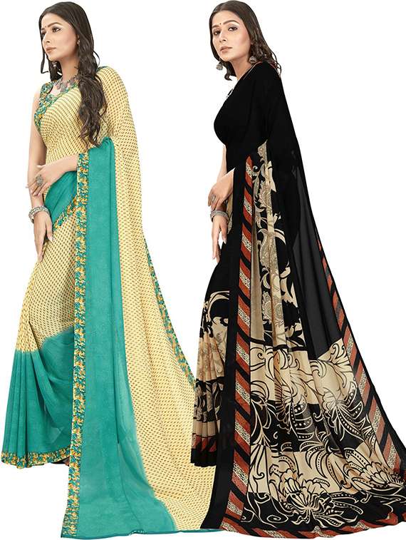 women pack of 2 printed saree with blouse - 21406456 -  Standard Image - 1