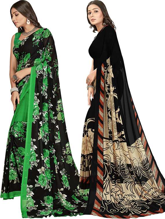 women pack of 2 printed saree with blouse - 21406458 -  Standard Image - 1