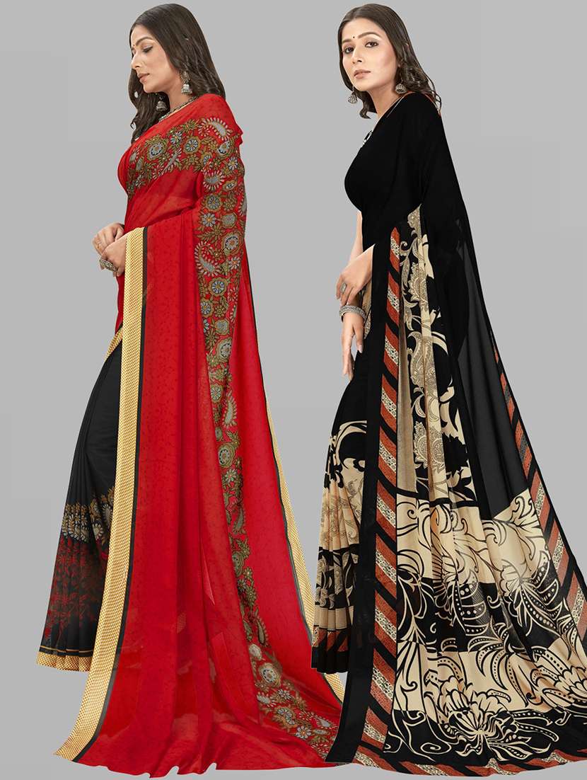 women pack of 2 printed saree with blouse - 21406468 -  Standard Image - 1