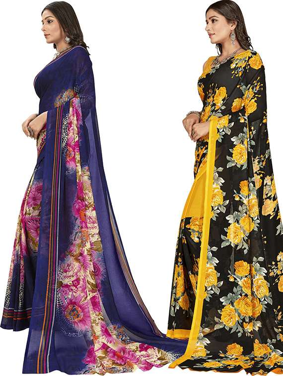 women pack of 2 printed saree with blouse - 21406471 -  Standard Image - 1