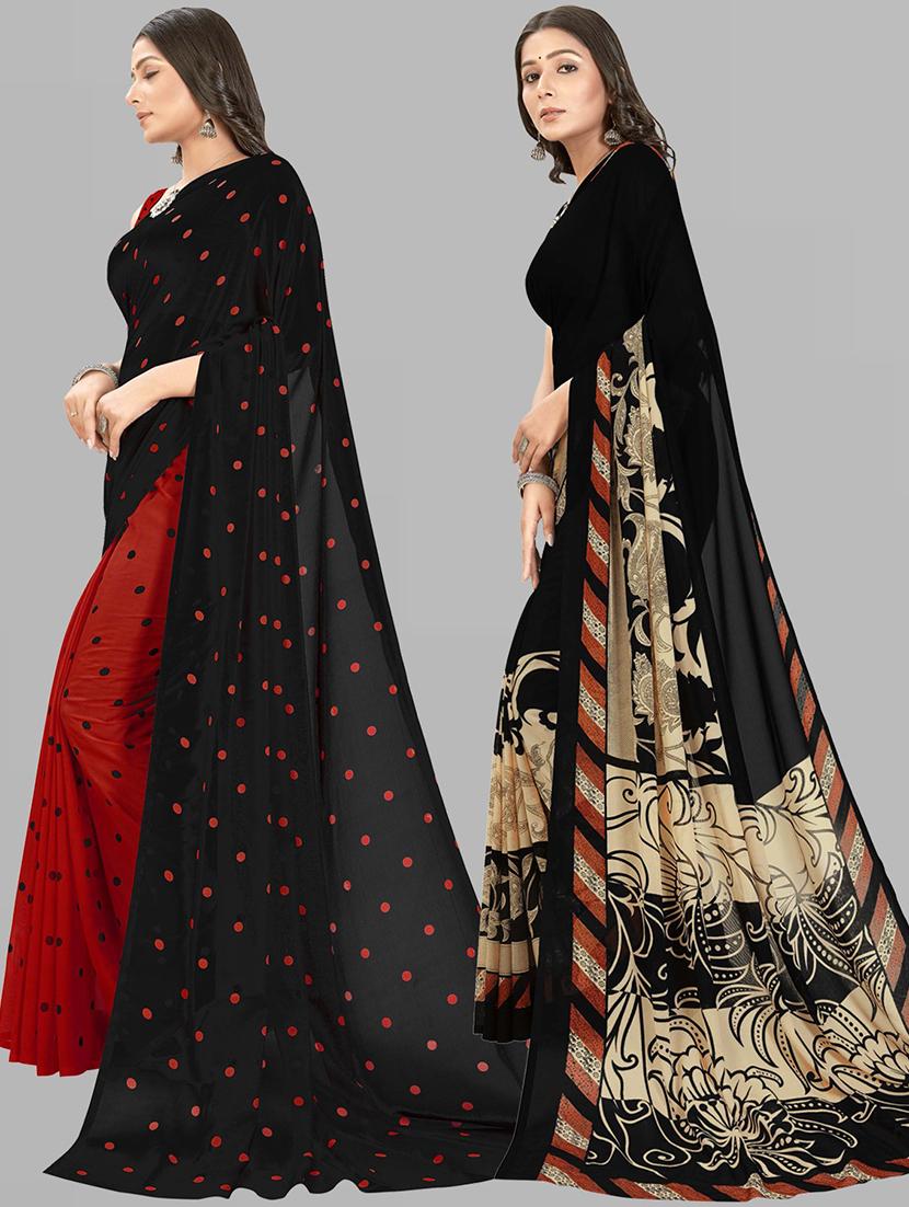 women pack of 2 printed saree with blouse - 21406488 - Standard Image - 1