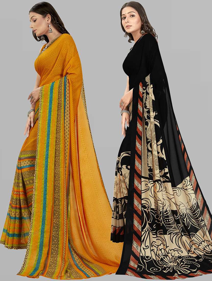 women pack of 2 printed saree with blouse - 21406500 -  Standard Image - 1