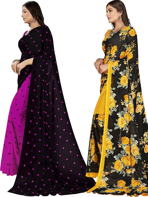 women pack of 2 printed saree with blouse - 21406501 -  Standard Image - 1