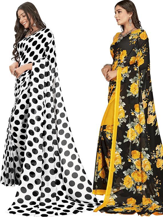 women combo pack of 2 printed saree with blouse - 21406549 -  Standard Image - 1