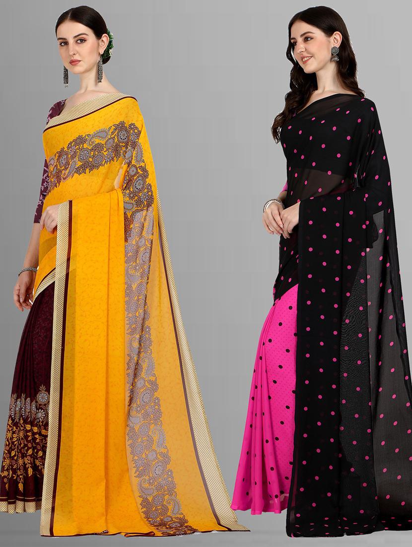 women multi color printed saree combo with blouse - 21406590 -  Standard Image - 1