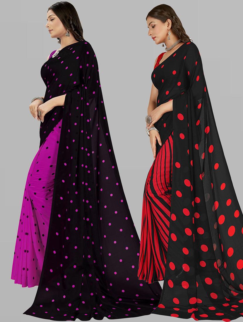 pack of 2 printed casual wear sarees with blouse - 21406611 - Standard Image - 1