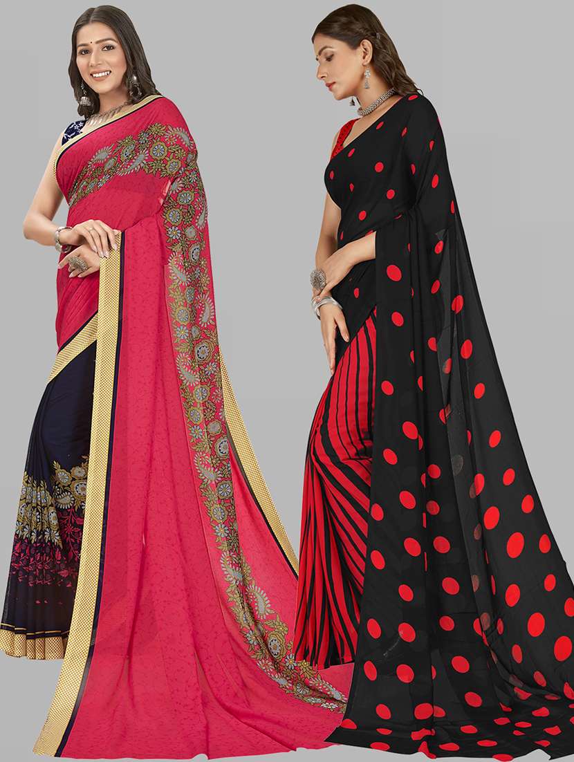 women pack of 2 printed saree with blouse - 21406621 -  Standard Image - 1