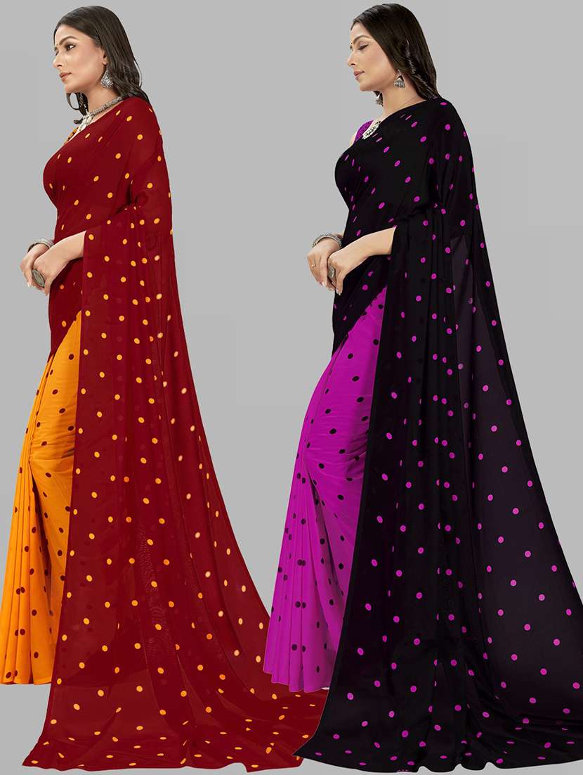 women combo pack of 2 printed saree with blouse - 21406622 -  Standard Image - 1