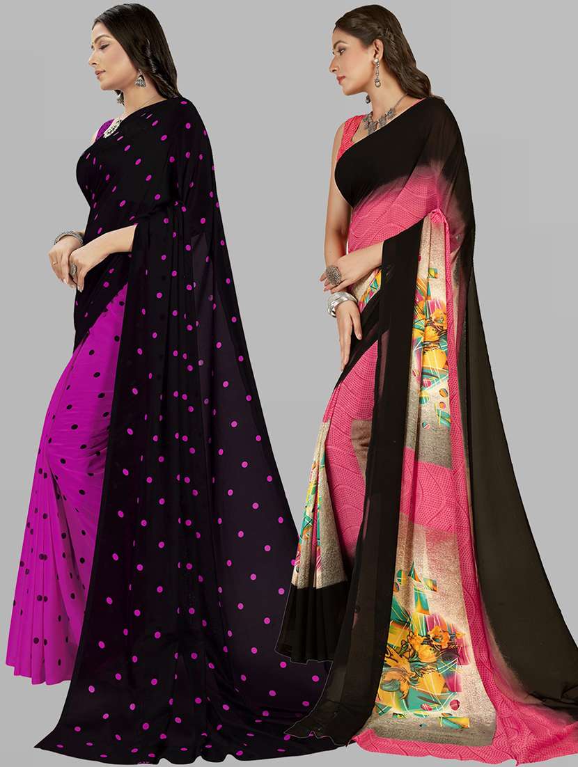 pack of 2 printed casual wear sarees with blouse - 21406647 -  Standard Image - 1