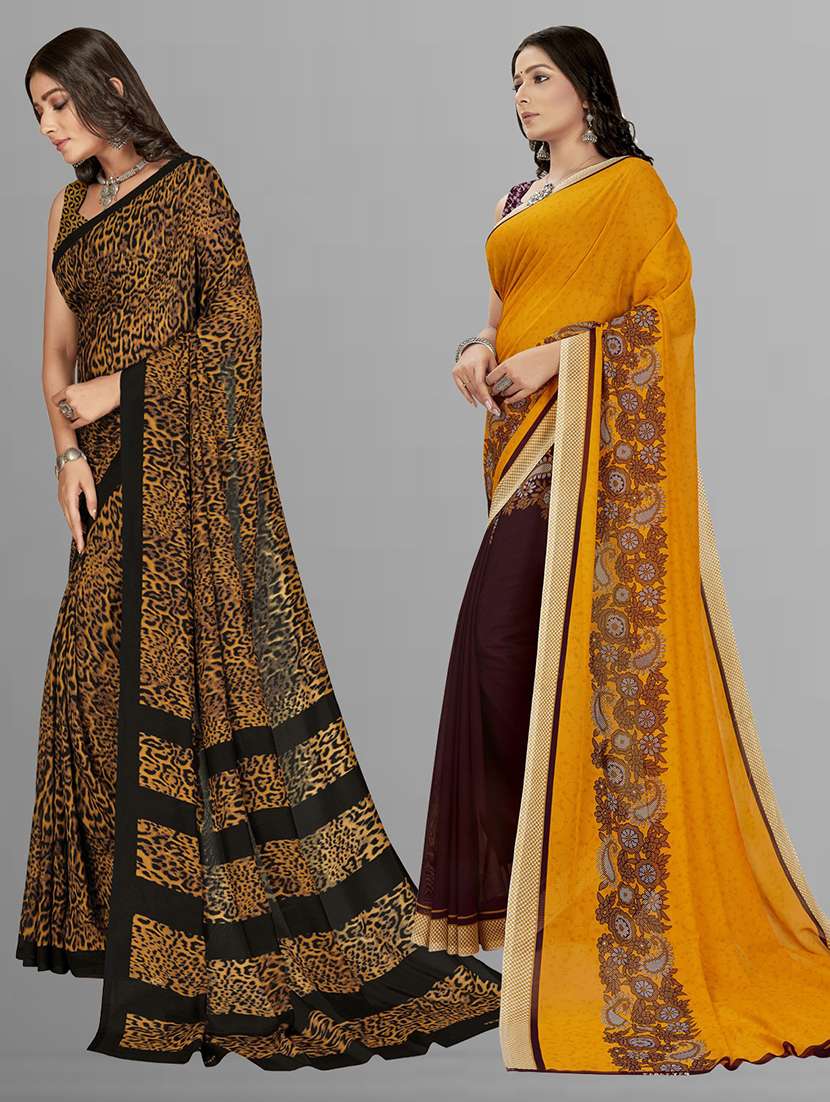 pack of 2 printed casual wear sarees with blouse - 21406652 -  Standard Image - 1