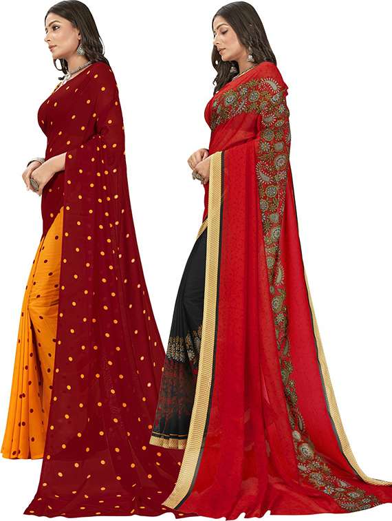 pack of 2 multi colored combo saree with blouse - 21406659 -  Standard Image - 1