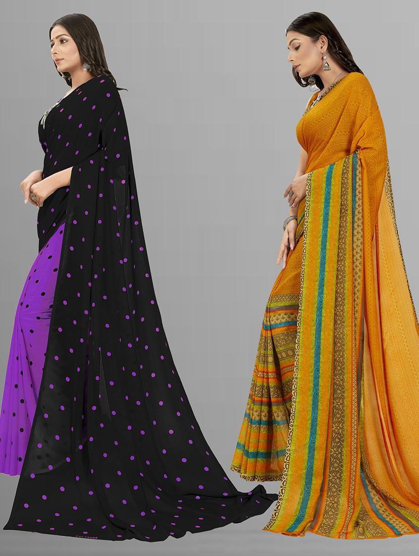 women combo pack of 2 printed saree with blouse - 21406666 - Standard Image - 1