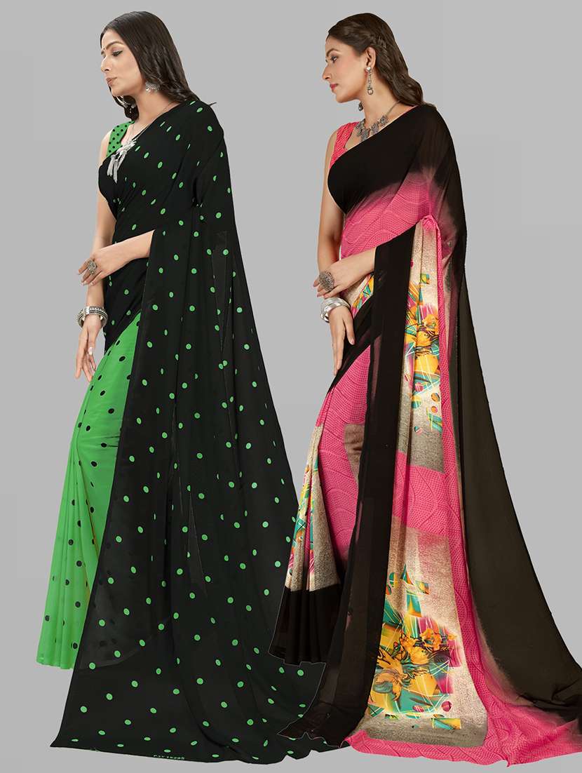 pack of 2 printed casual wear sarees with blouse - 21406702 -  Standard Image - 1