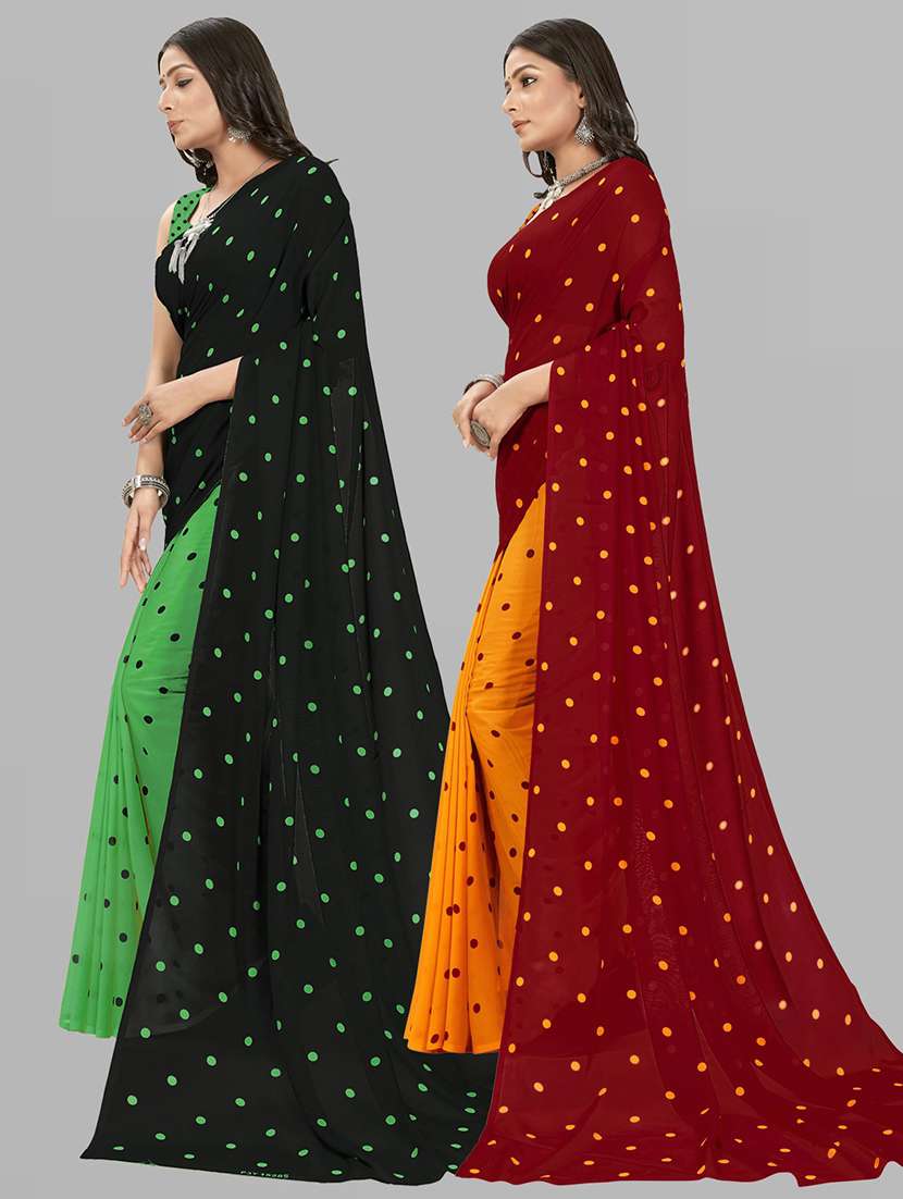 pack of 2 printed casual wear sarees with blouse - 21406707 -  Standard Image - 1