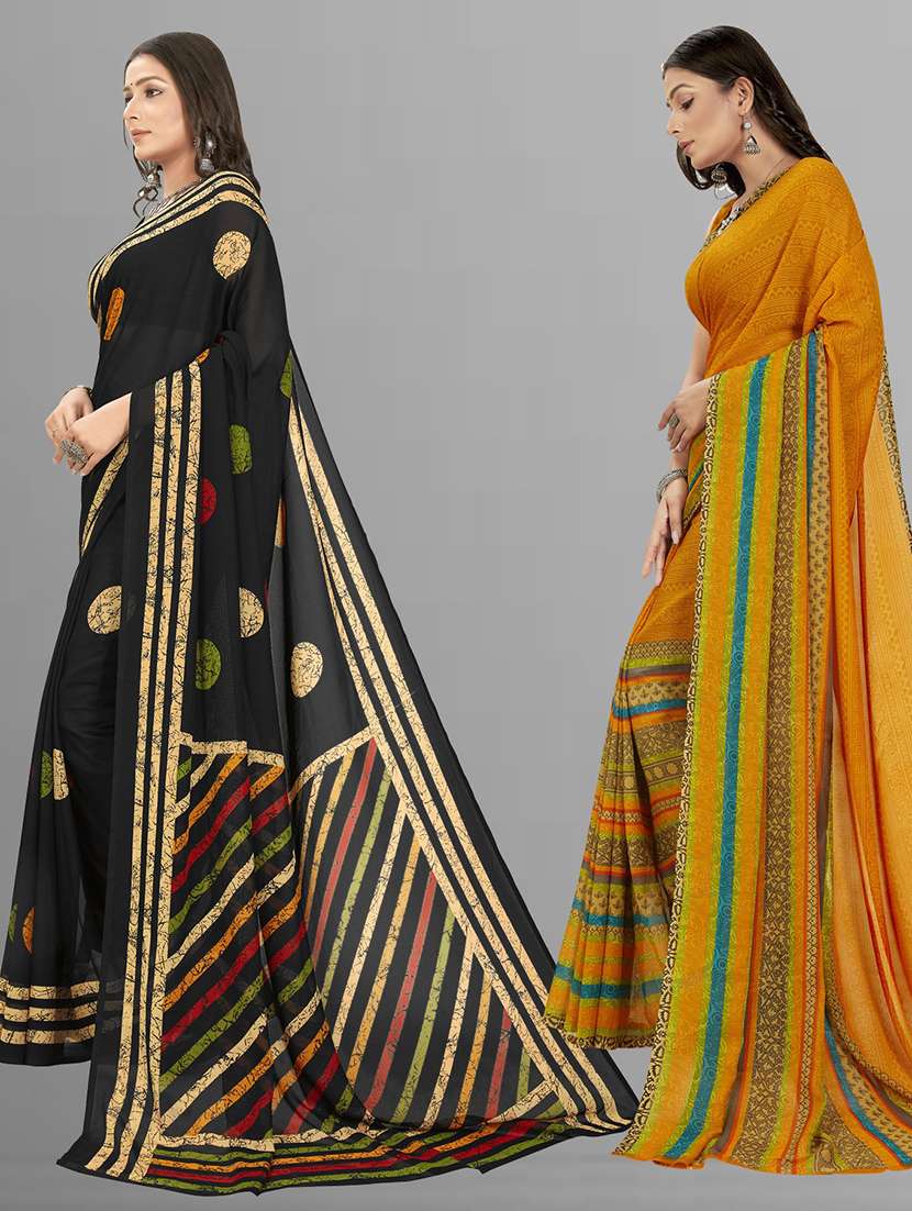women combo pack of 2 printed saree with blouse - 21406737 -  Standard Image - 1