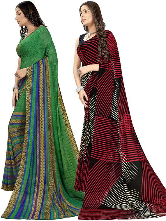 pack of 2 casual wear combo sarees with blouse - 21406757 -  Standard Image - 1