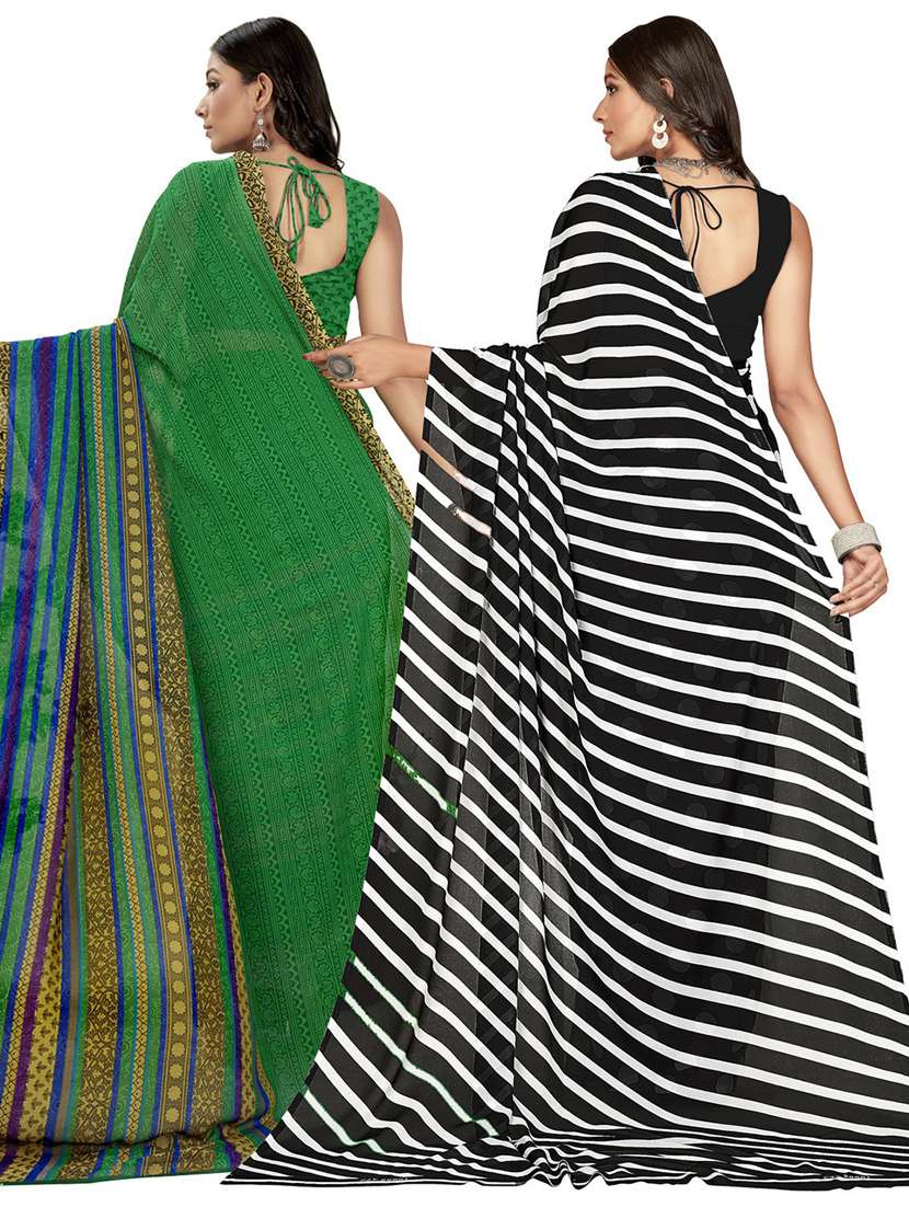 pack of 2 printed casual wear sarees with blouse - 21406761 -  Standard Image - 1