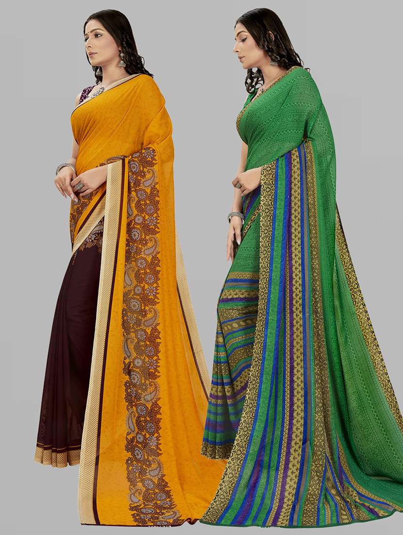 pack of 2 printed casual wear sarees with blouse - 21406788 -  Standard Image - 1