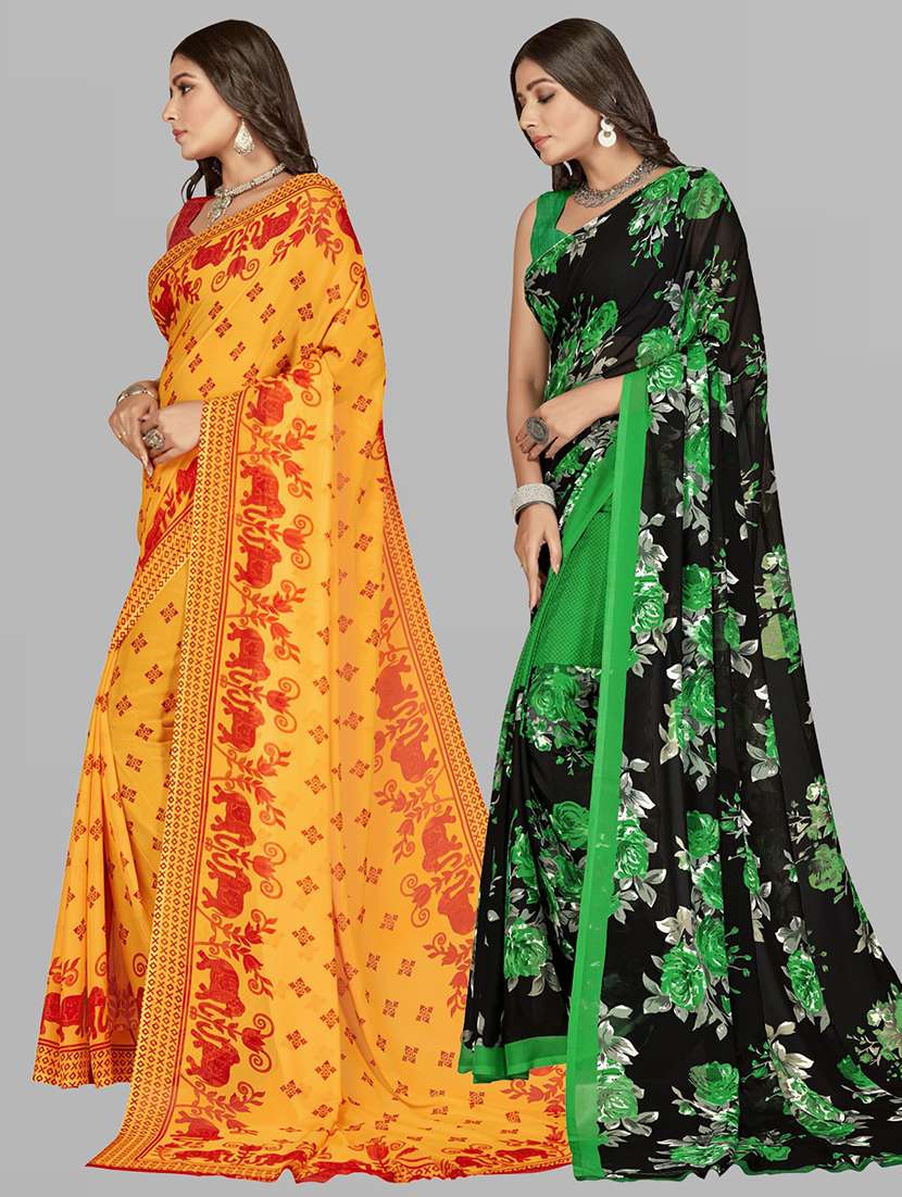 women multi color printed saree combo with blouse - 21406827 -  Standard Image - 1