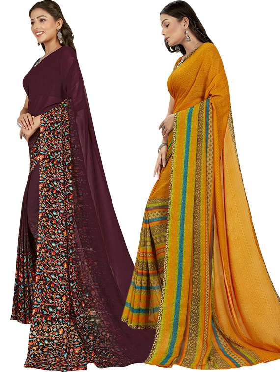 pack of 2 casual wear combo sarees with blouse - 21406829 -  Standard Image - 1