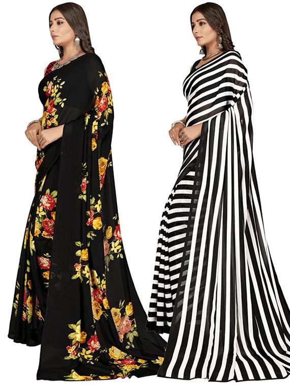 pack of 2 printed casual wear sarees with blouse - 21406844 -  Standard Image - 1