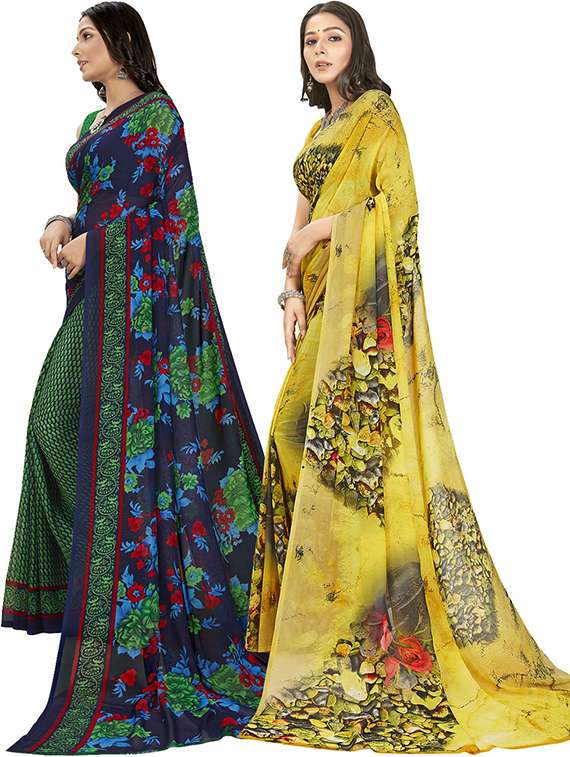 pack of 2 casual wear combo sarees with blouse - 21406859 -  Standard Image - 1