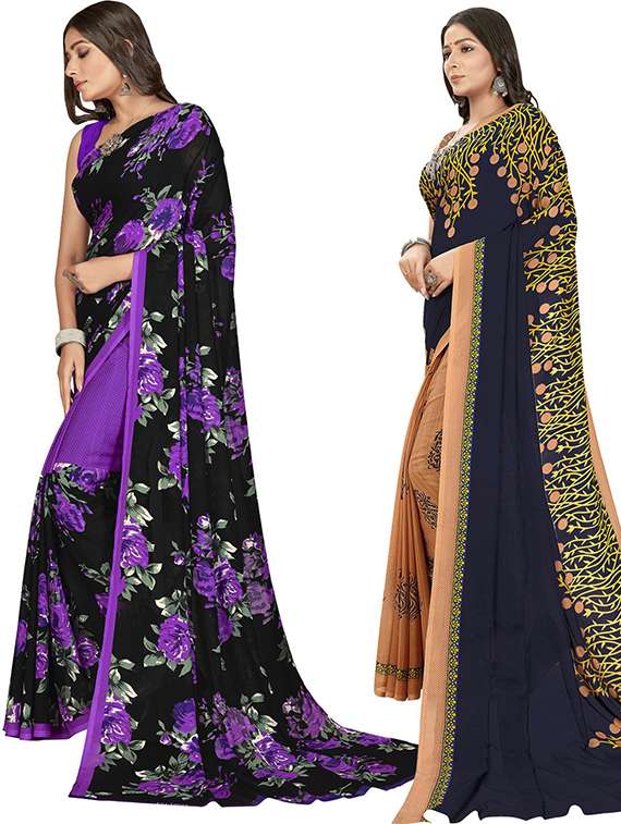 women pack of 2 printed saree with blouse - 21406863 -  Standard Image - 1
