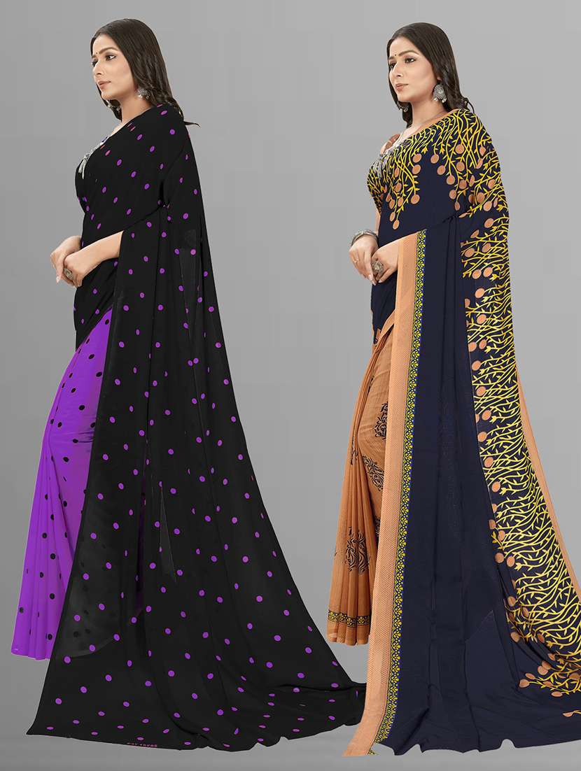pack of 2 casual wear combo sarees with blouse - 21406897 -  Standard Image - 1