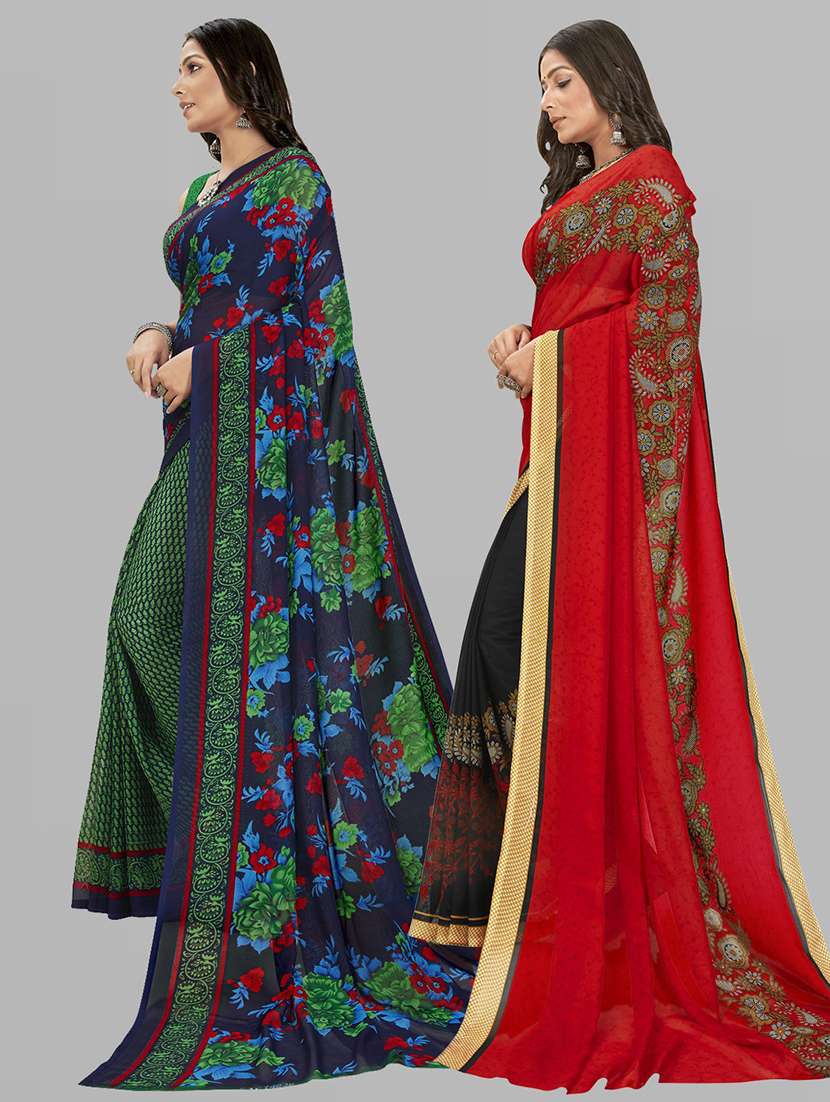 pack of 2 casual wear combo sarees with blouse - 21406903 -  Standard Image - 1
