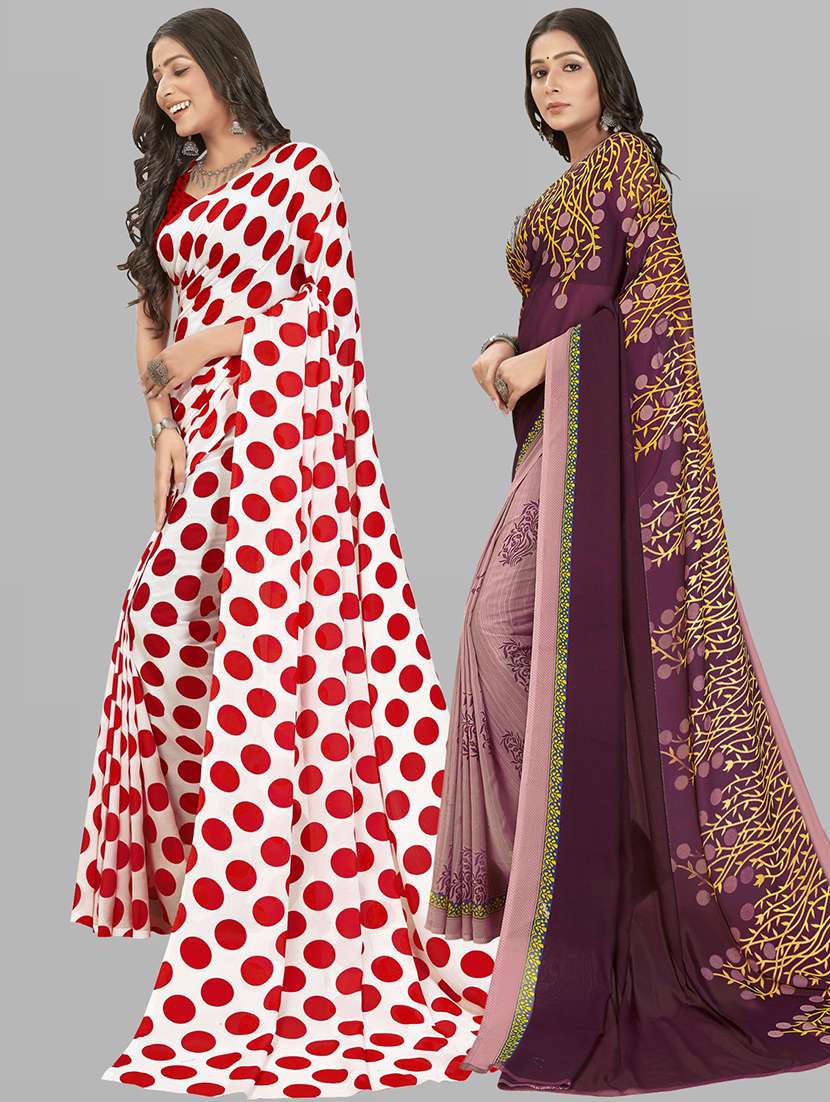 women pack of 2 printed saree with blouse - 21406964 -  Standard Image - 1