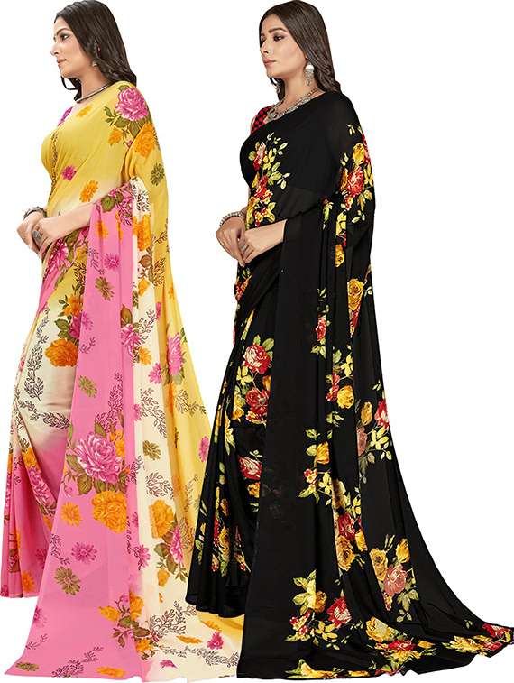 women multi color printed saree combo with blouse - 21407009 -  Standard Image - 1
