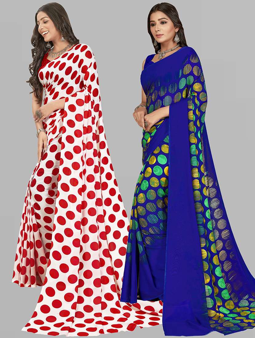 pack of 2 printed casual wear sarees with blouse - 21407042 -  Standard Image - 1