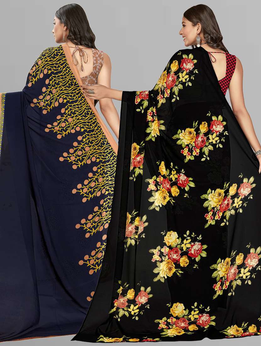 women pack of 2 casual wear combo sarees with blouse - 21407053 -  Standard Image - 1