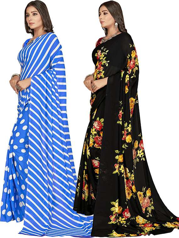 women pack of 2 printed saree with blouse - 21407055 -  Standard Image - 1