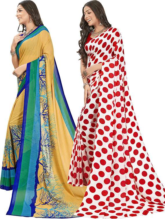 pack of 2 casual wear combo sarees with blouse - 21407057 -  Standard Image - 1