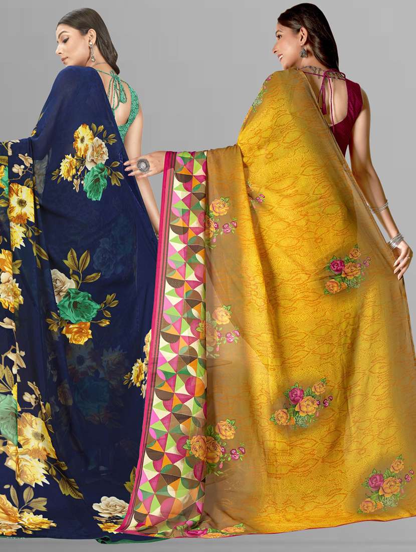 women pack of 2 casual wear combo sarees with blouse - 21407062 -  Standard Image - 1