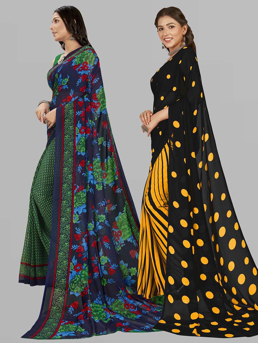 pack of 2 printed casual wear sarees with blouse - 21407081 -  Standard Image - 1