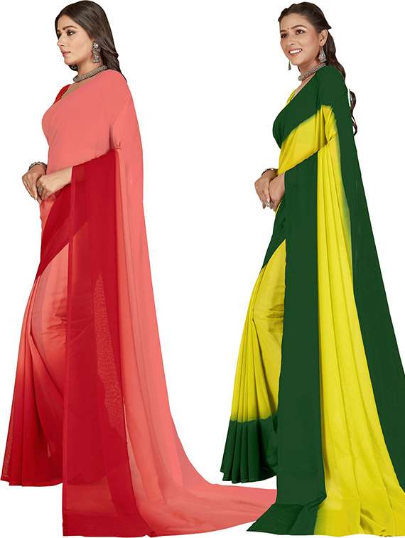 pack of 2 casual wear combo sarees with blouse - 21407090 -  Standard Image - 1