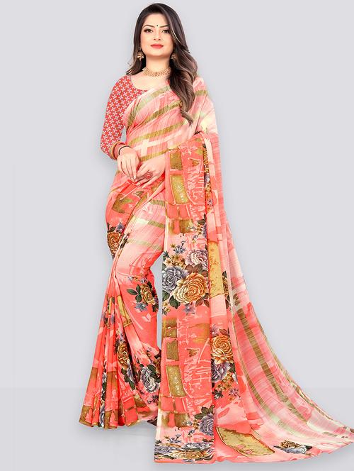 women printed casual wear saree with blouse - 21407100 - Standard Image - 0