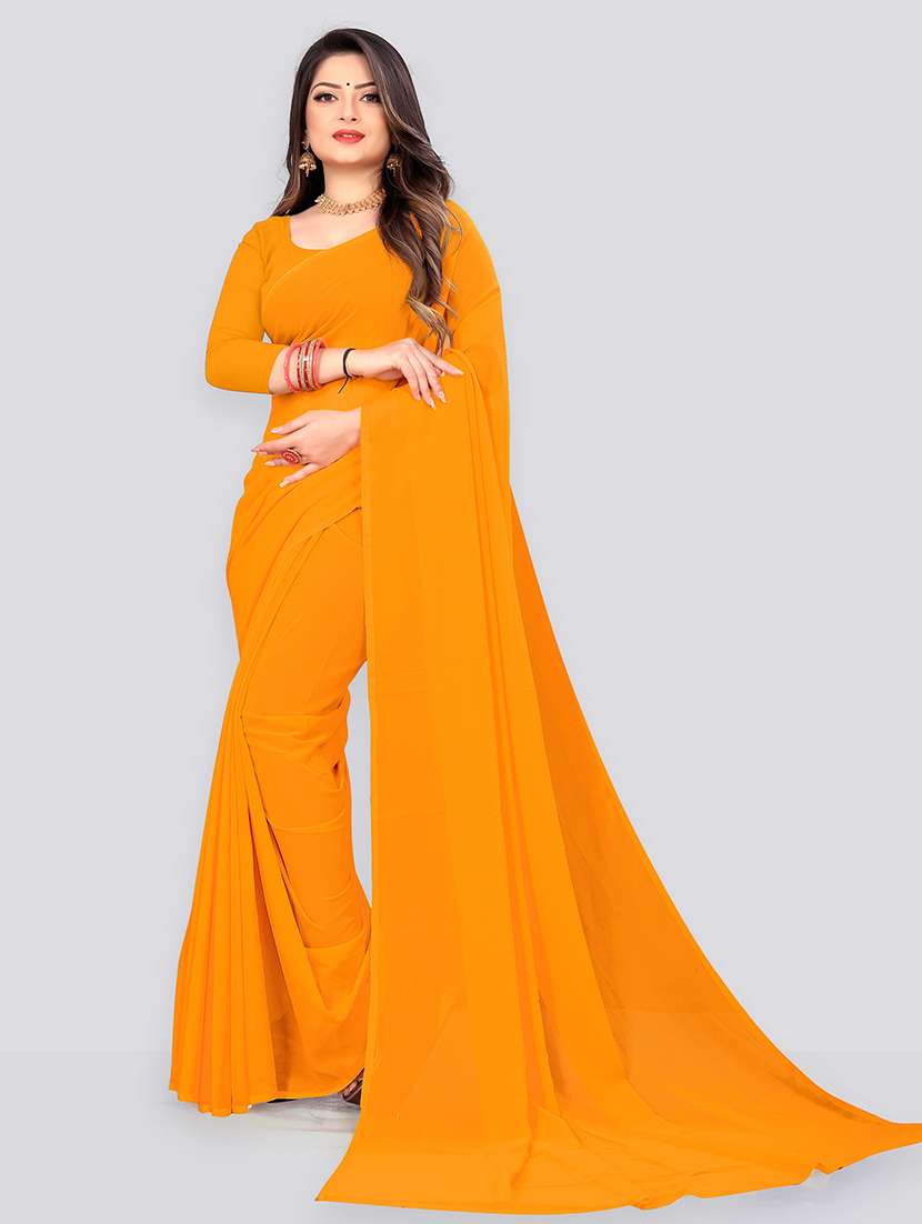 women plain casual wear saree with blouse