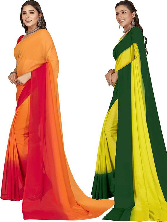 pack of 2 casual wear combo sarees with blouse - 21407281 -  Standard Image - 1