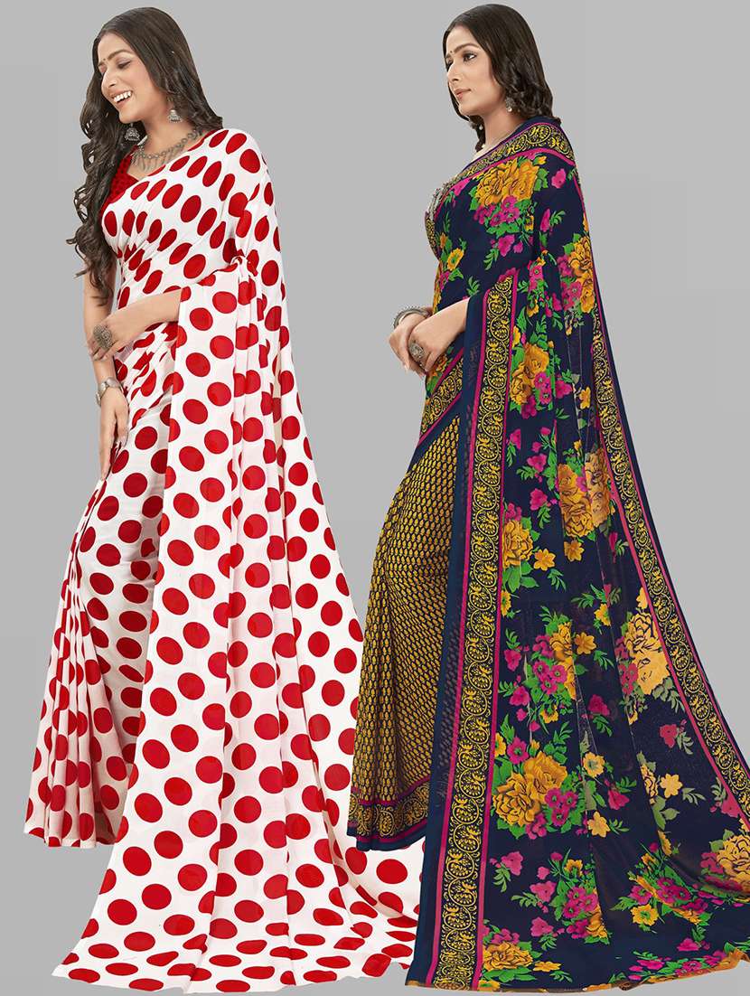 pack of 2 casual wear combo sarees with blouse - 21407331 -  Standard Image - 1
