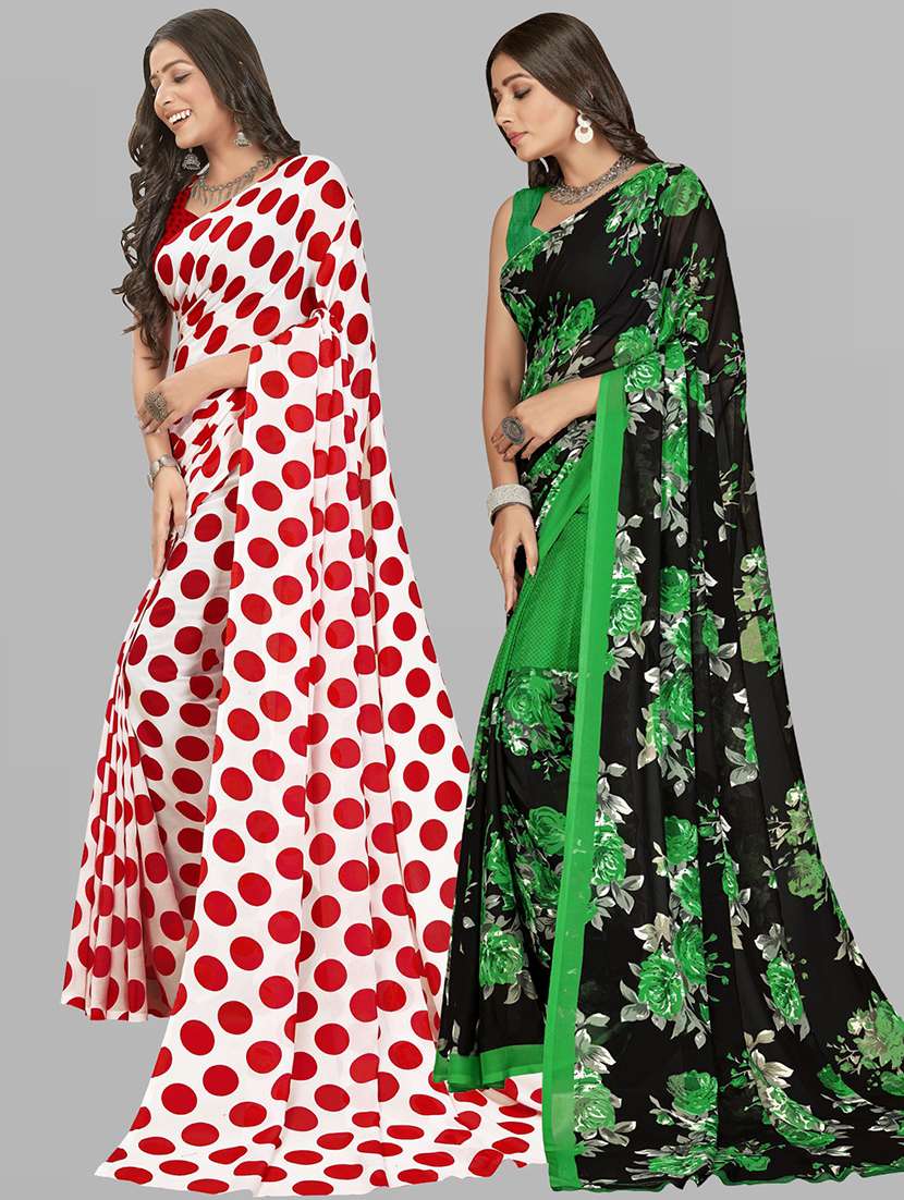 pack of 2 casual wear combo sarees with blouse - 21407333 -  Standard Image - 1