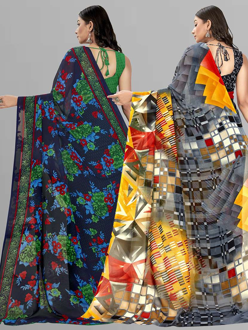 pack of 2 multi colored combo saree with blouse - 21407464 -  Standard Image - 1