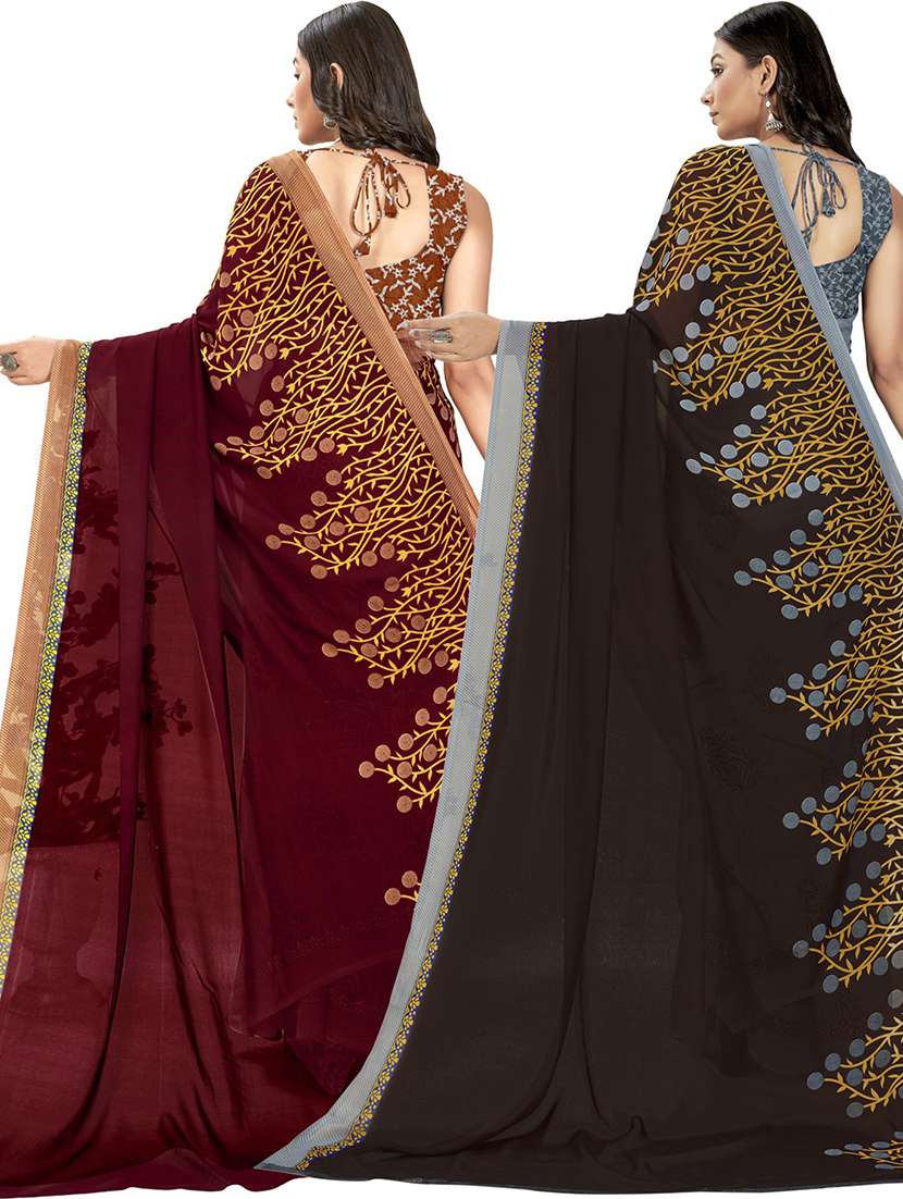 pack of 2 multi colored combo saree with blouse - 21407473 -  Standard Image - 1