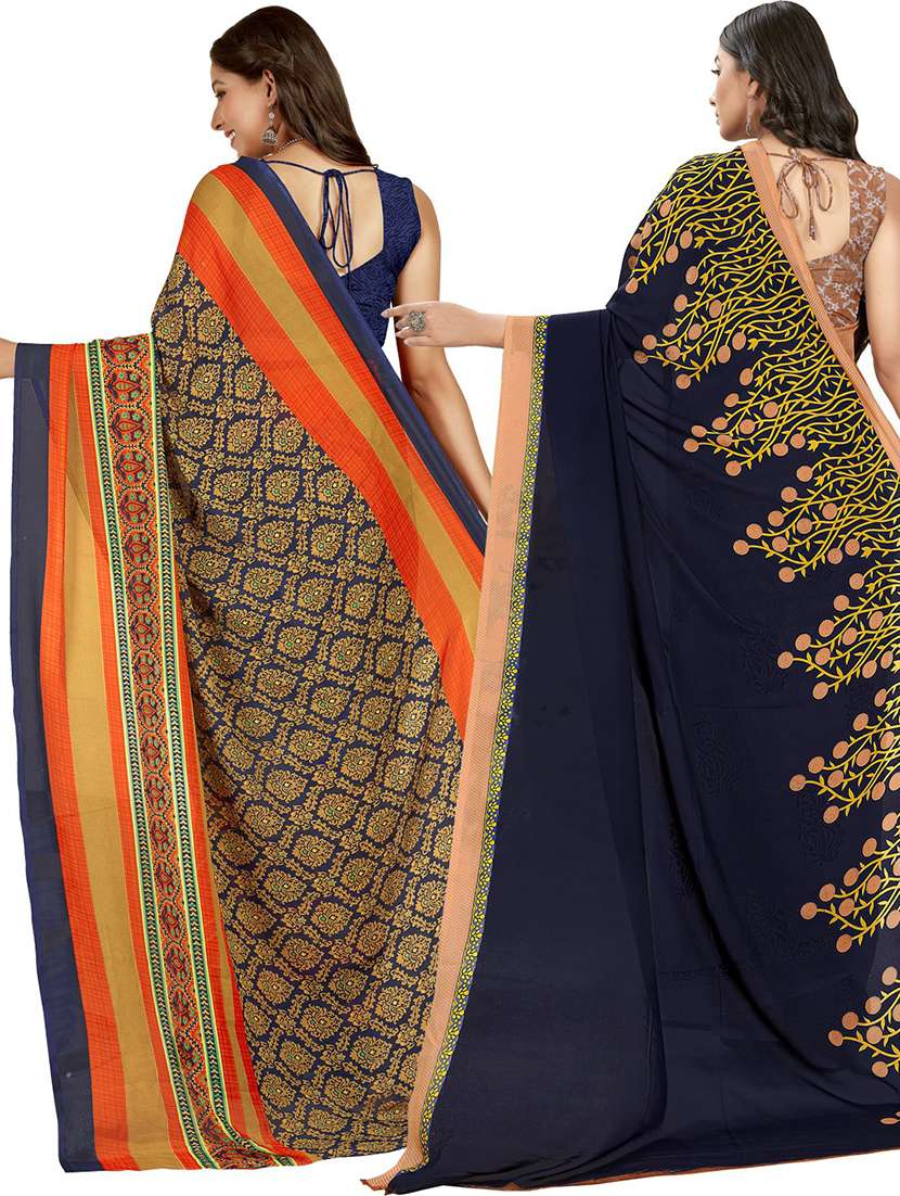 pack of 2 multi colored combo saree with blouse - 21407477 -  Standard Image - 1